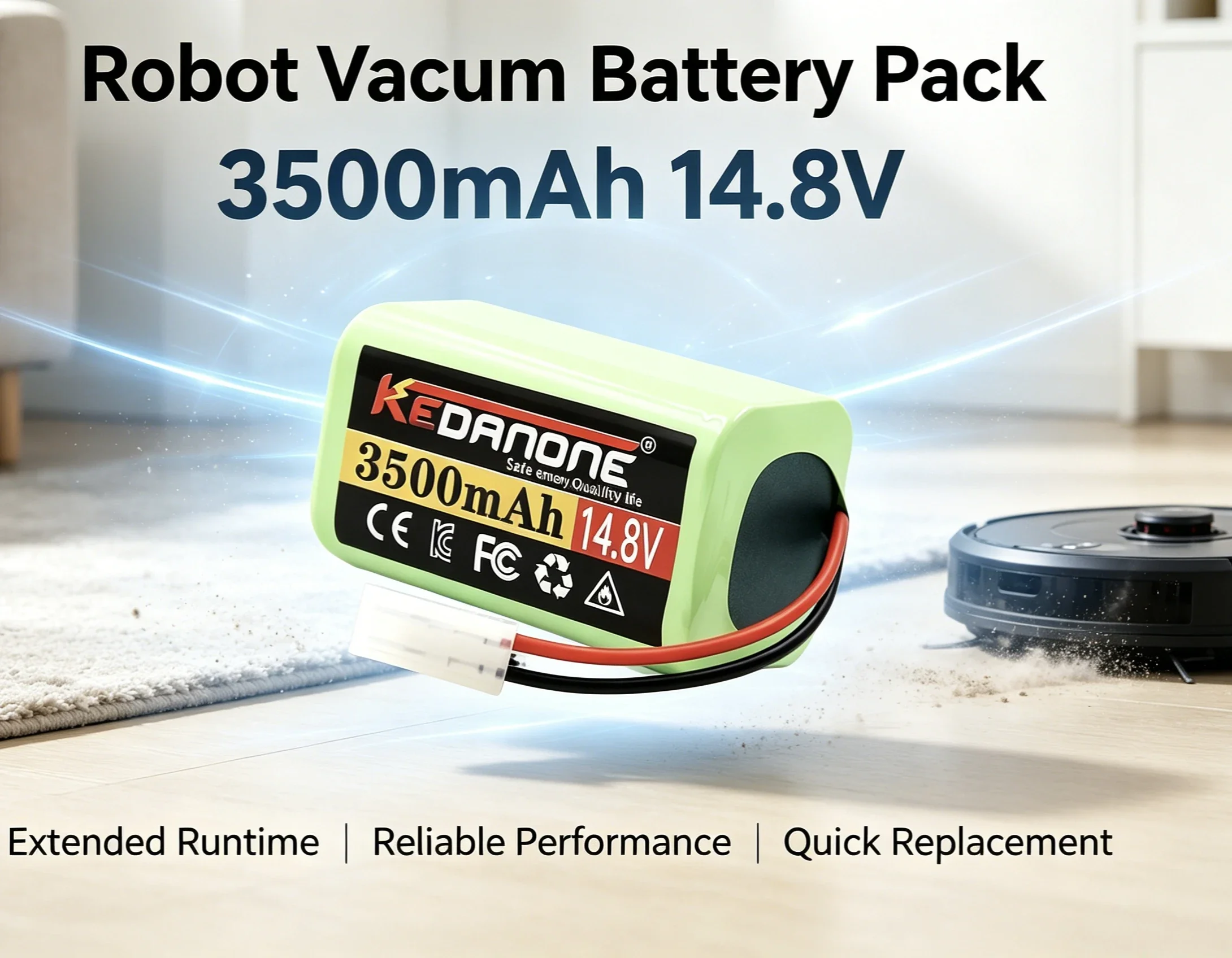 14.4V 6800mAh 18650 Li-ion Battery Pack For Xiaomi Mi Robot Vacuum Mop Essential G1 MJSTG1 Replacement Spare Parts