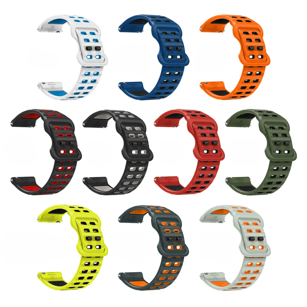 Correa de silicona de 22mm para Samsung Galaxy Watch 46mm SM-R800 Watch 3 45mm SM-R840 Gear S3 SM-R760 SM-R770 reemplazo de pulsera