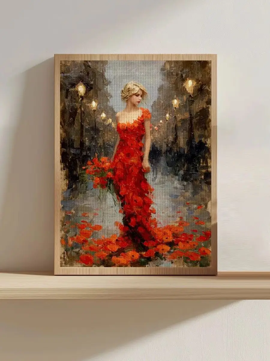 1 Stück 30X40CM/11,8*15,74 Zoll Sexy Frauen Gestempeltes Kreuzstich-Set DIY-Set 11CT/14CT DIY Stickerei-Set DIY Kreuzstich-Set – Detail 1