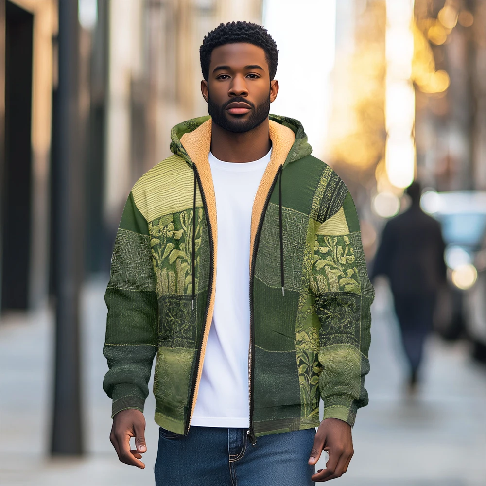 

Парка мужская с капюшоном, кардиган свободного кроя на флисовой подкладке из овечьей шерсти, утепленный свитшот для осени и зимы