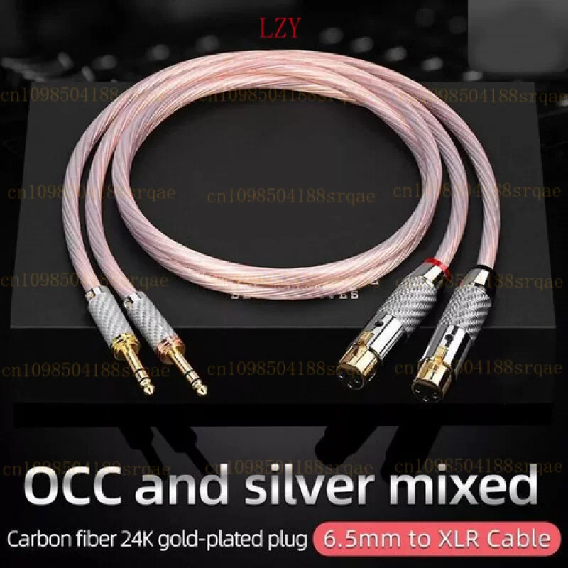 

Pair OCC Silver Mixed Hifi TRS 6.35mm Male to 3 Pin XLR Cable Audio 12strands