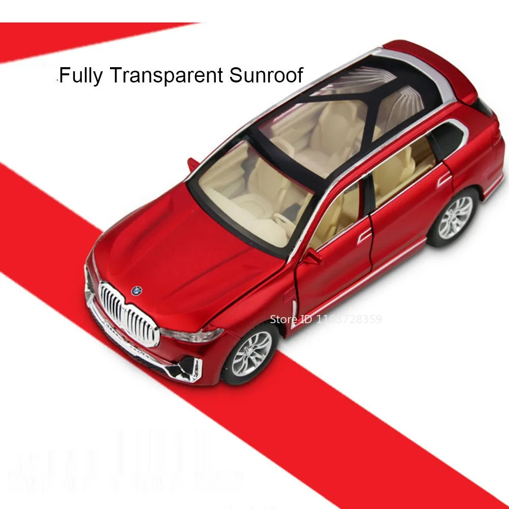 Schaal 1:32 X7 X5 Speelgoedautomodellen Legering Diecast Miniatuurmodellen Geluid Licht Deuren Geopend Trek Ornament Voertuigen Kind Geschenken
