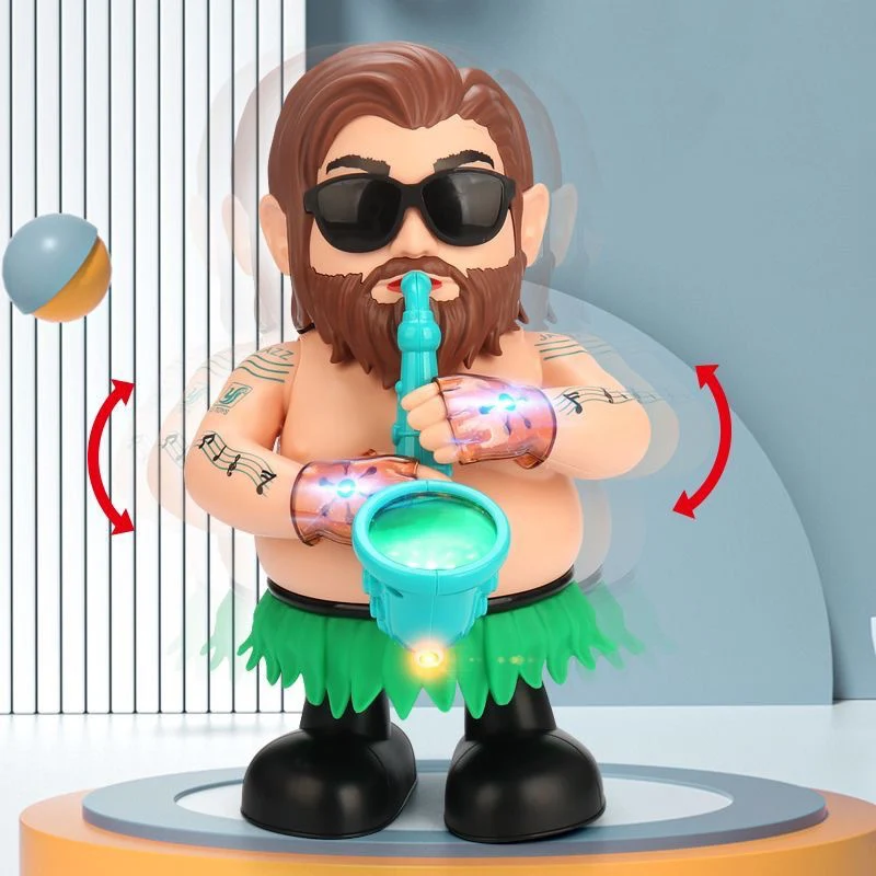 Saxofonista de baile eléctrico divertido para niños, oscilante izquierdo y derecho con luces, música, juguetes para niños, regalos de cumpleaños