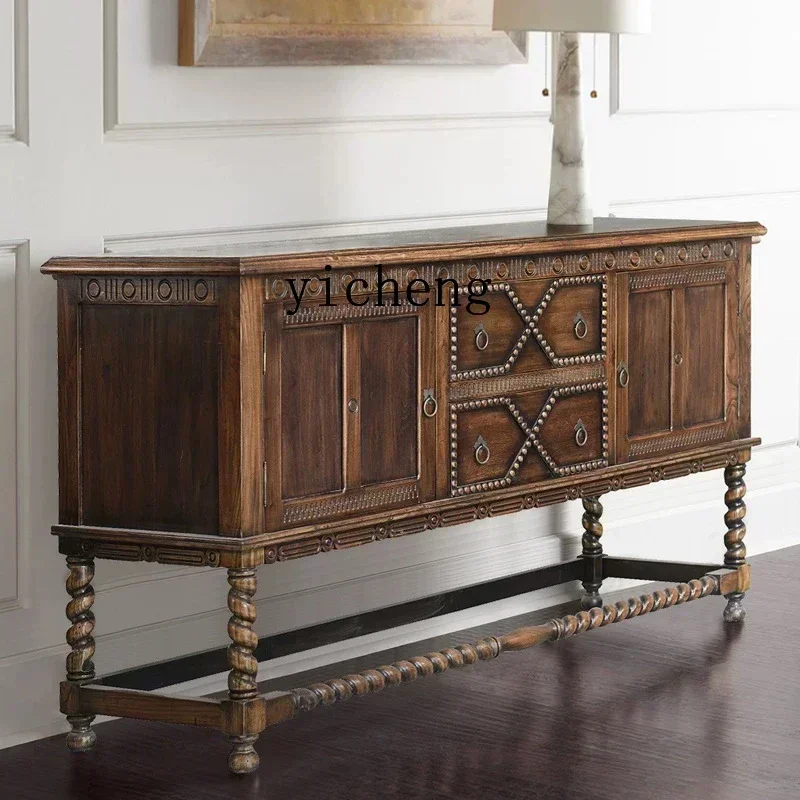 

Furniture Vintage Solid Wood Living Room Entryway Cabinet Partition Distressed Dining