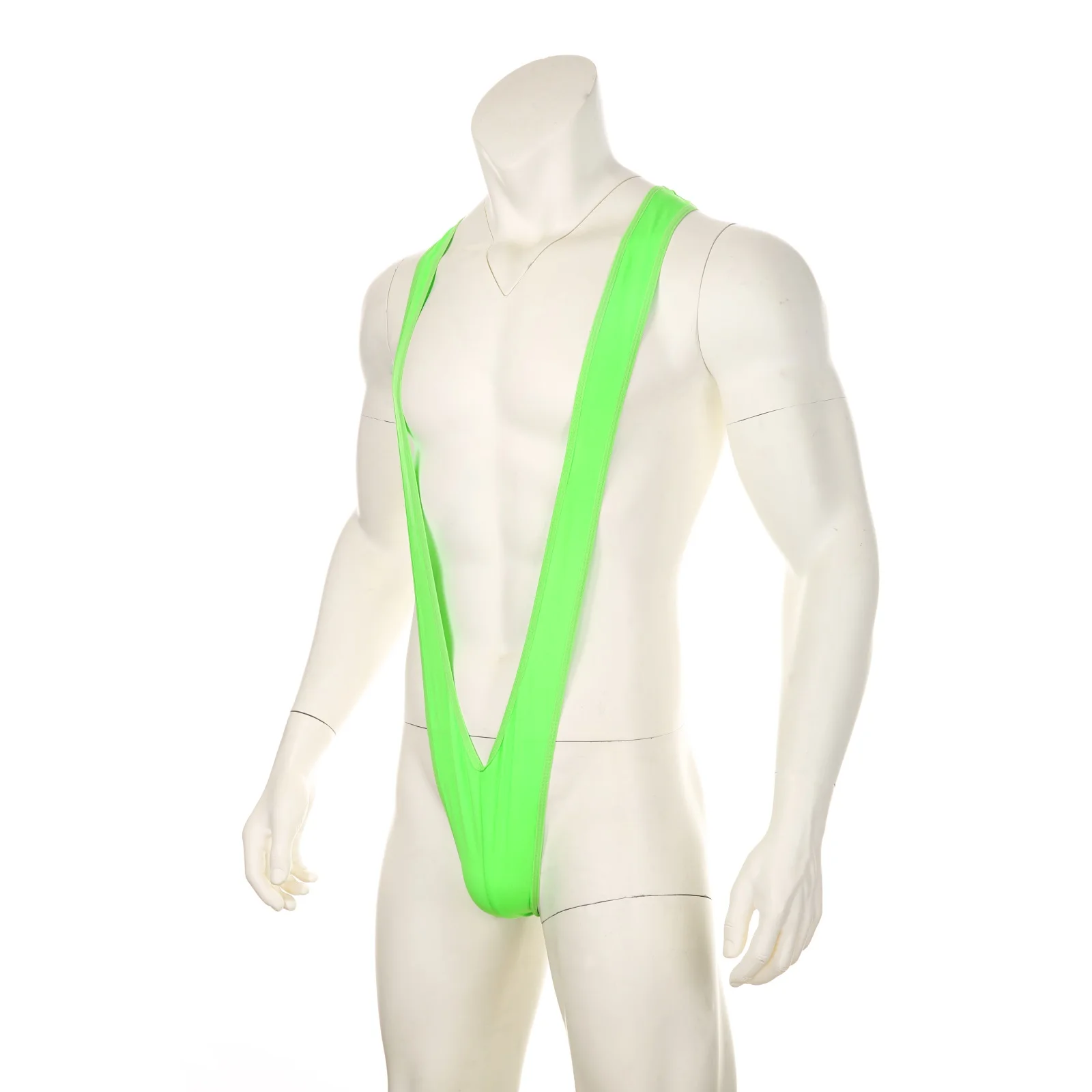 

Сексуальные мужские эротические трусики нижнего белья на бретелях Borat Mankini цельный V слинг стрейч синглет боди трусики стрейч