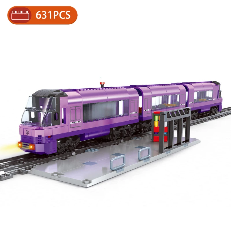 DIY MOC City Series Train Metro Tory Klocki konstrukcyjne Kolejka transportowa Dzieci Model Klocki Zabawki Brinquedos dla dzieci Prezenty