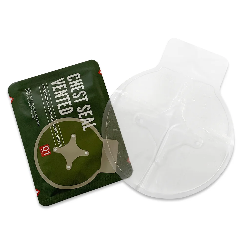 Tactical First Aid Chest Seal Vented 4 Holes Trauma Care for Combat Medical Chest Sealing Patch IFAK Supplies