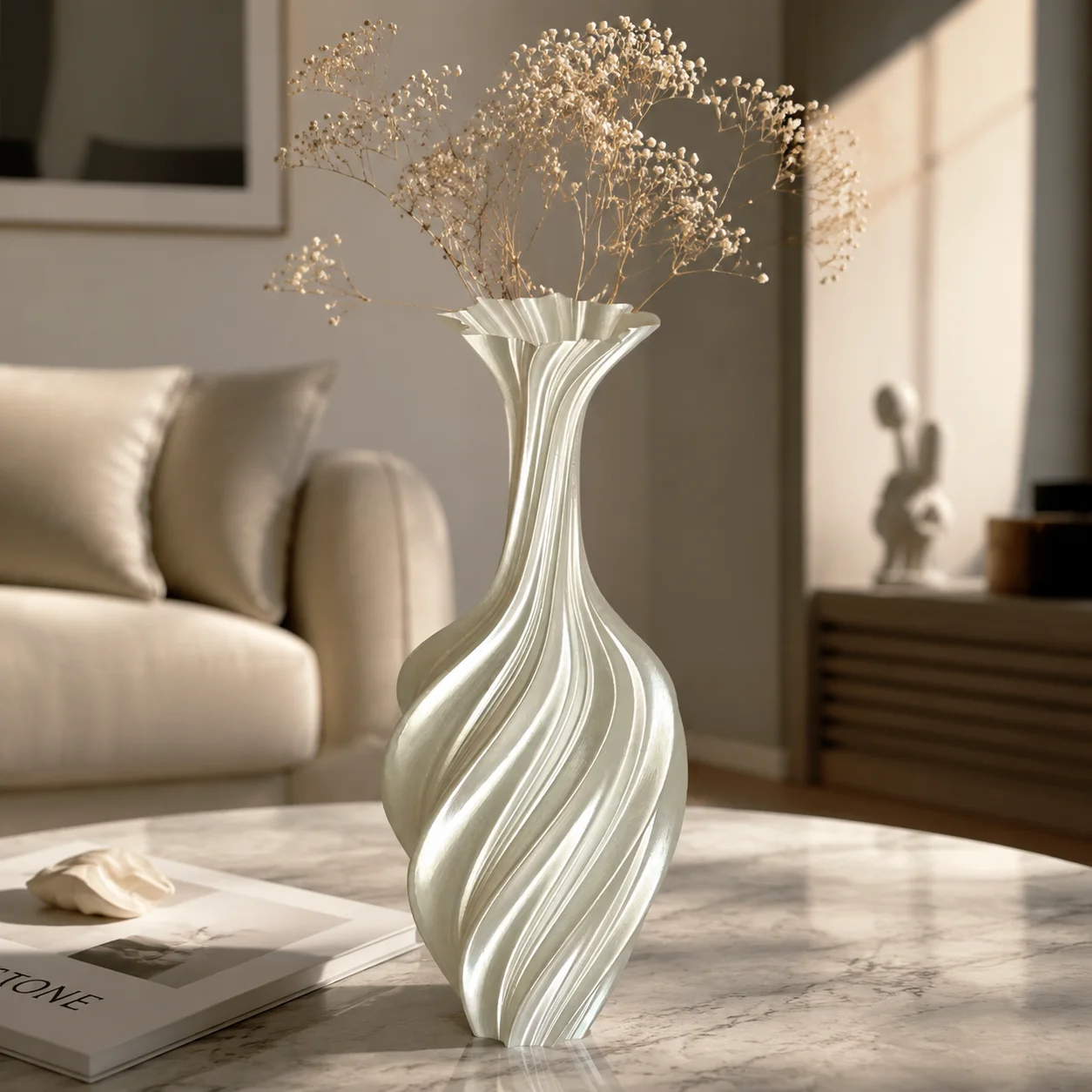 25CM Abstract Twisted Vase 3D Printed Luxe Nordic Minimal Floral Decor Centerpiece For Home Table For Elegant Gift