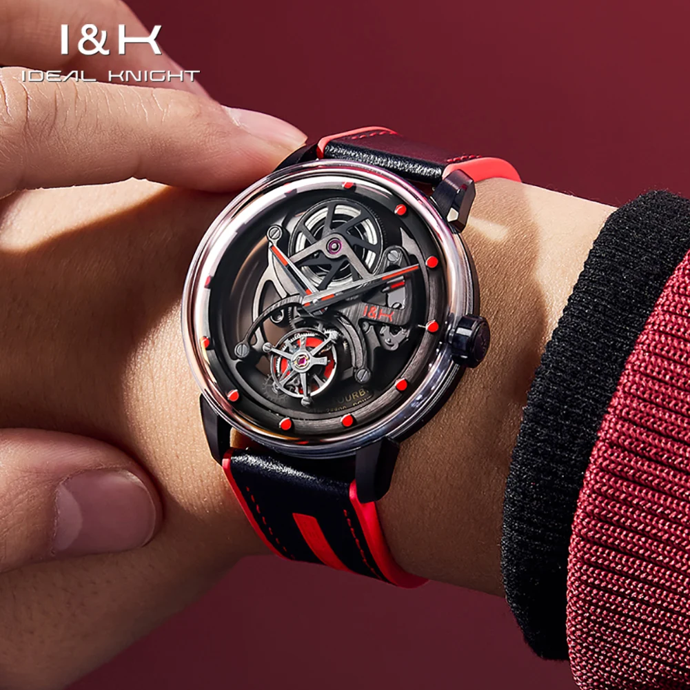 IDEAL KNIGHT 6809 Men True Tourbillon Watch  All Transparent Hollow Limited Edition Men All Automatic Mechanical Watch High Gift