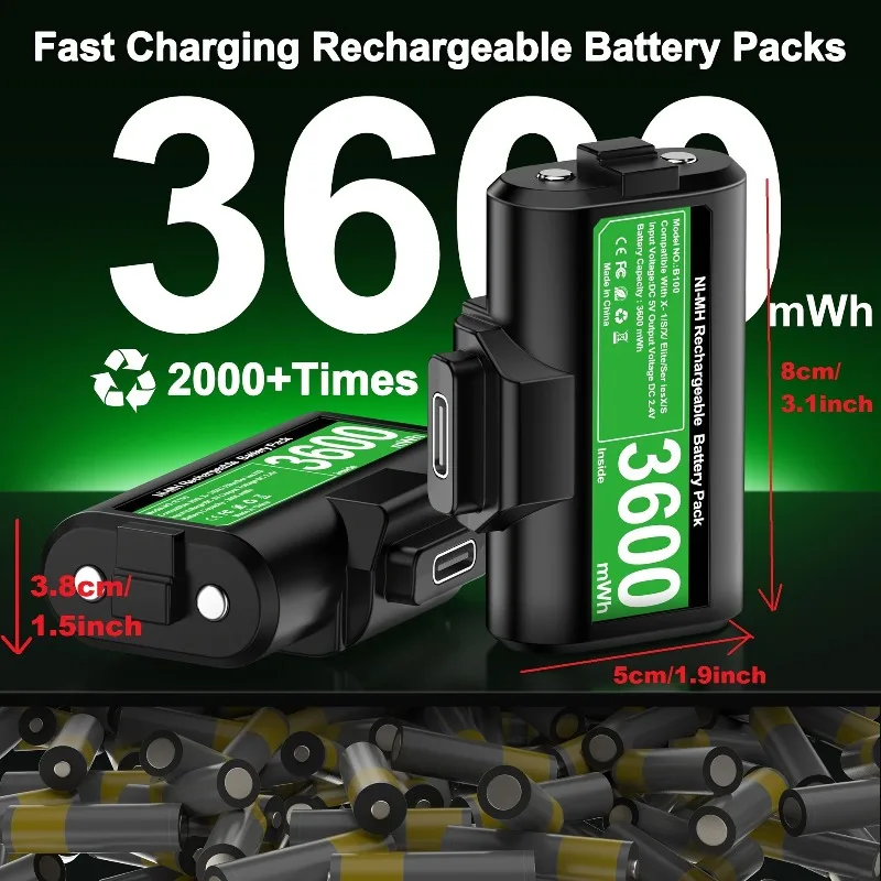 بطارية قابلة للشحن بقدرة 3600 ميجاوات في الساعة * 2 لأجهزة XBOX One S/X Elite Xbox Series S / X حزمة بطاريات وحدة التحكم XBOX #4