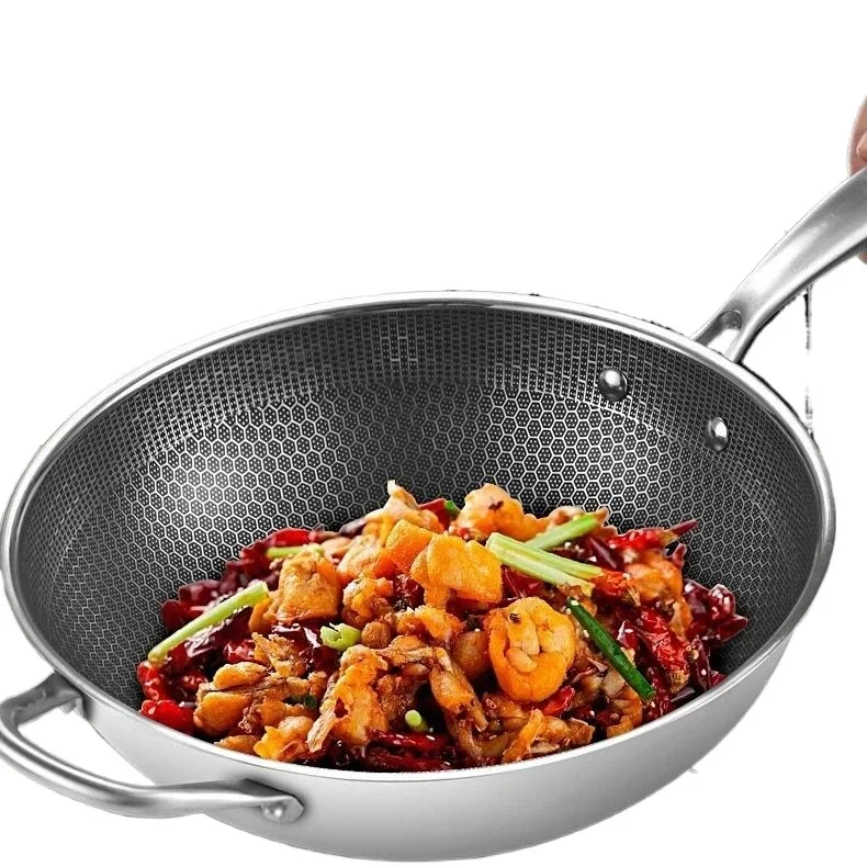 Imagem -05 - Frigideira de Frigideira Antiaderente Frigideiras Panelas de Chefs Wok Pan para Gás Indução Elétrica Fogões Cerâmicos 32cm Aço Inoxidável