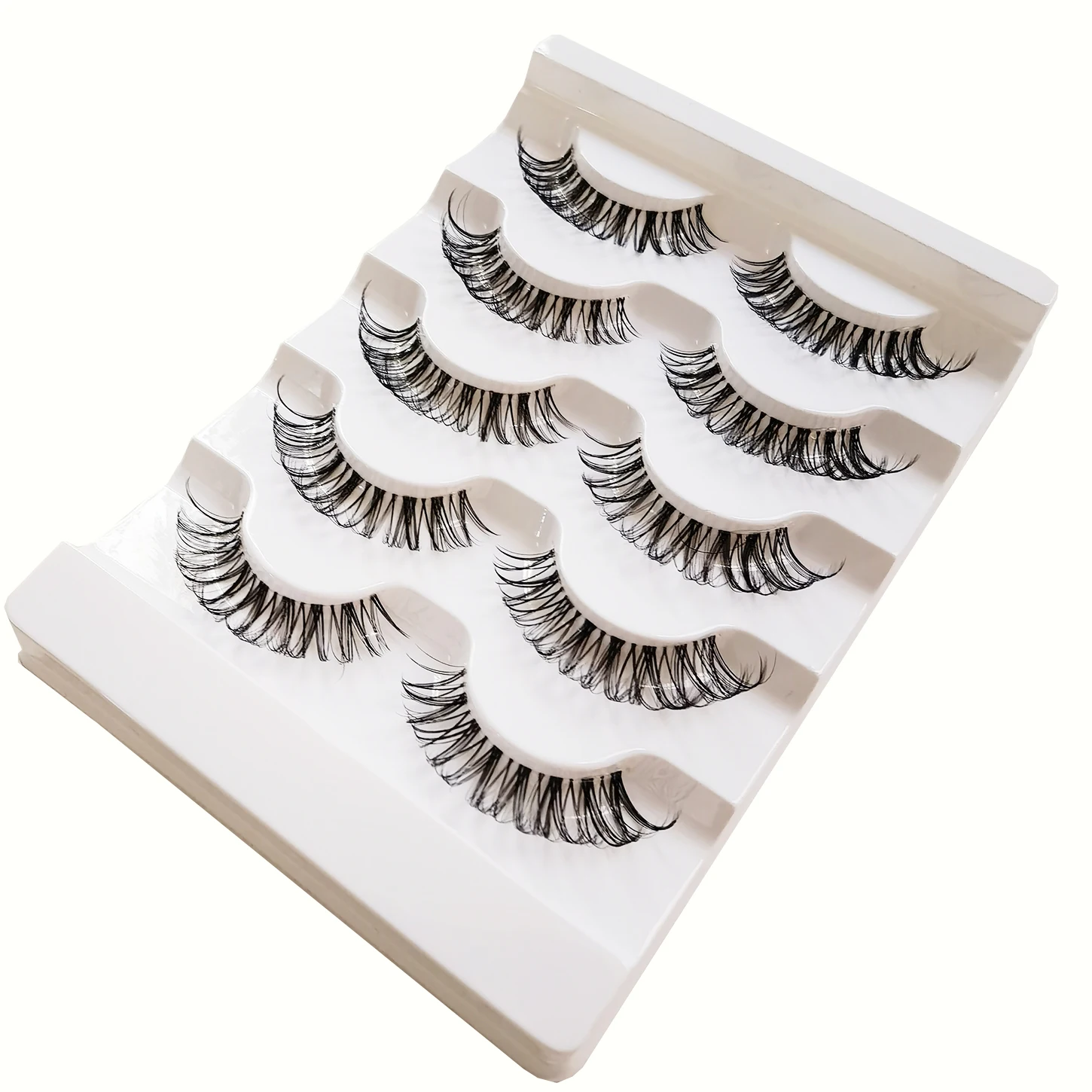 Transparent stem fluffy and curly DH striped eyelashes -5 pairs, it is a cross thick eyelash that makes the eyes more lively