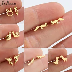Lovely Animal Stainless Steel Fashion Stud Earrings for Women Minimalist Rabbit Squirrel Dinosaur Earings Girls Birthday Brincos