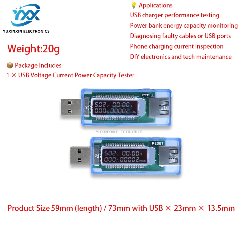 USB الطاقة الحالية الجهد اختبار السعة كاشف الحمل لقياس شحن بطارية بنك الطاقة الهاتف المحمول