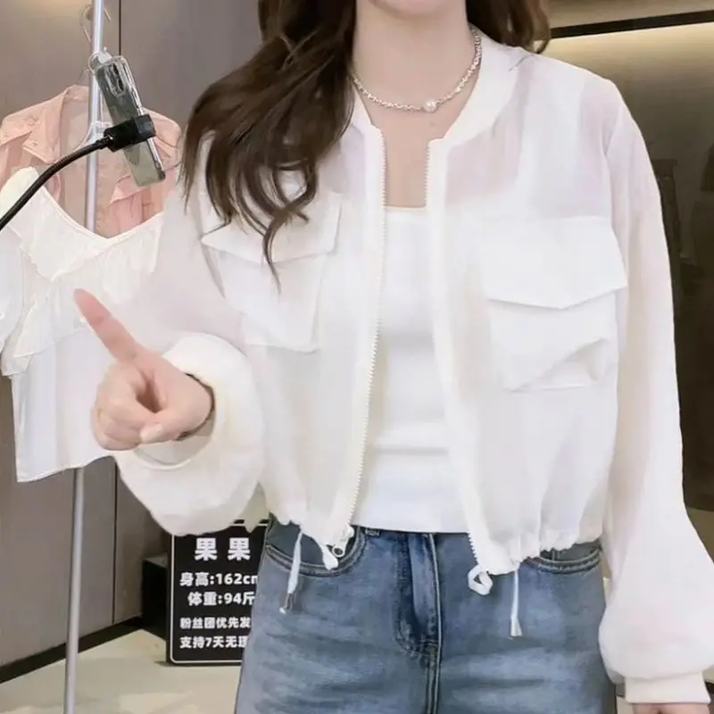 Summer Thin Jacket 2026 Women Sun Protective Clothing Girls Baseball Uniform Short Jacket Female Loose UV-resistant Cardigan Top