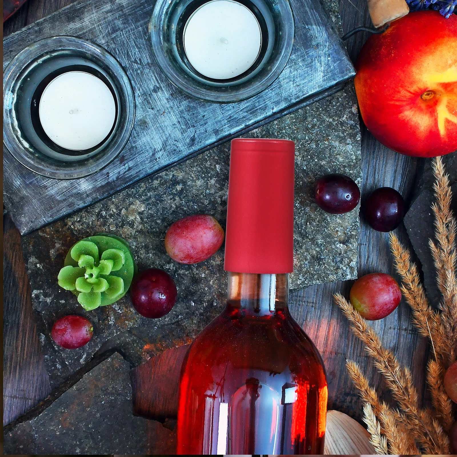 

200pcs Red Sealing Film Pvc Wraps Elegant Grape Design Heat Seal Capsules For Home Making Professional Use Pvc Stoppers