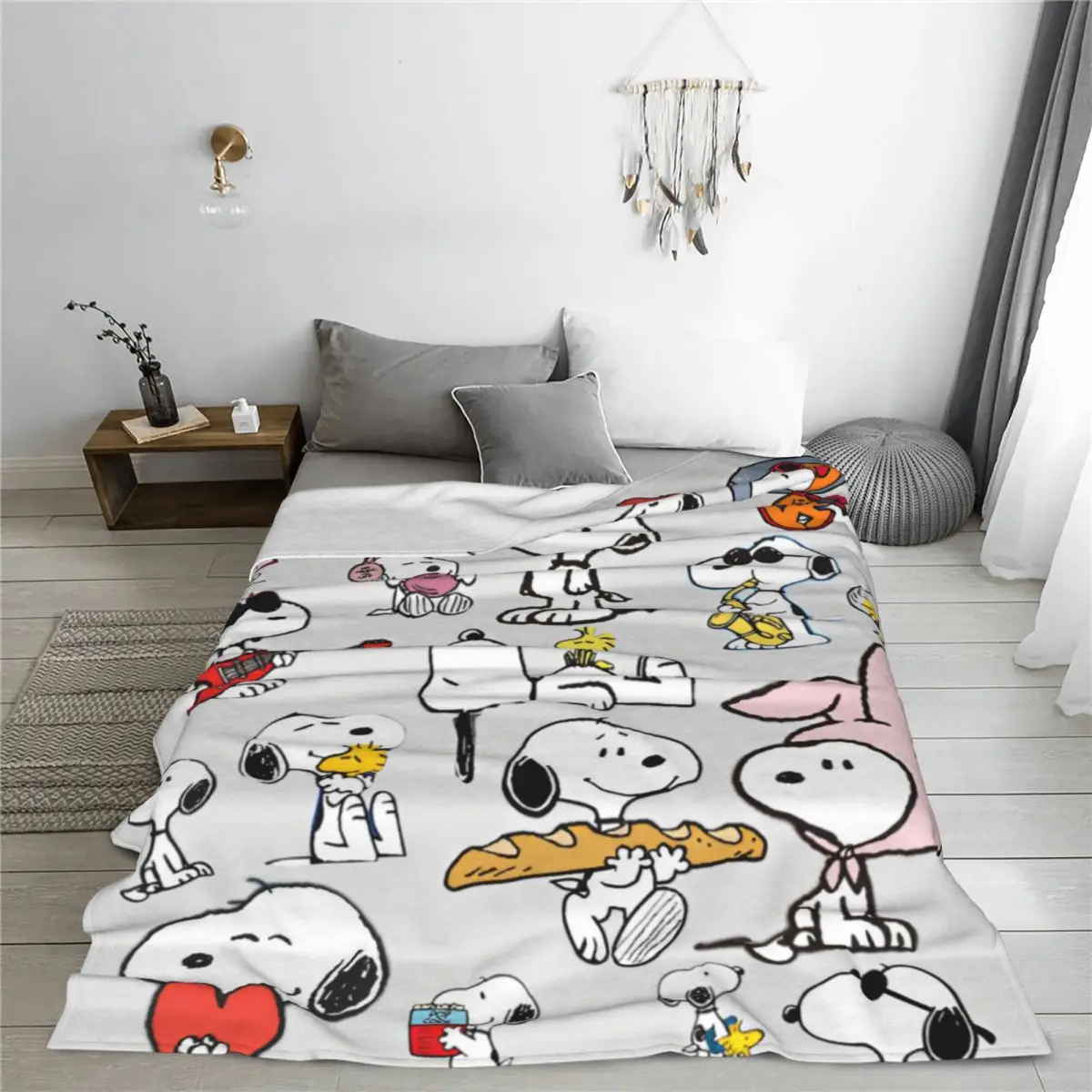 Peanuts Snoopy Woodstock Coral Fleece Plush Throw Blankets Cartoon Cute Blanket for Bedding Outdoor Lightweight Quilt