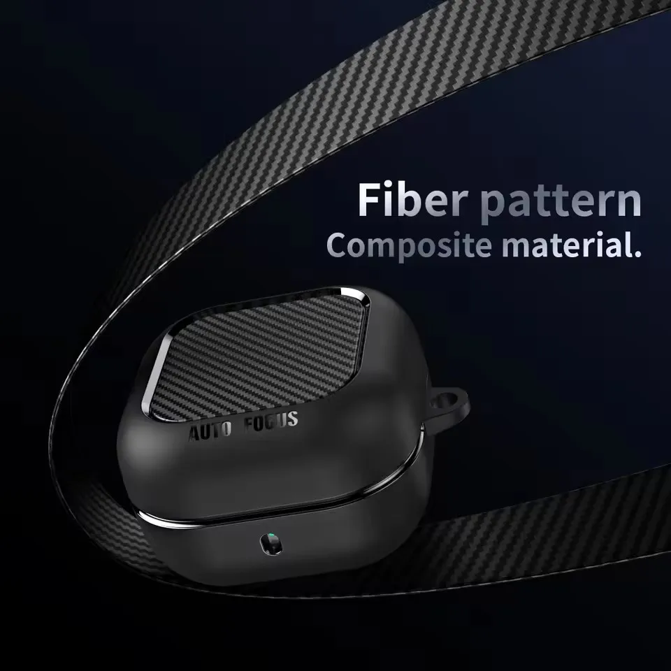 New Carbon Fiber Earphone Protective Cover For Samsung Galaxy Buds 4 / Buds 4 Pro Cover With Keychain Accessories Shockproof Bag