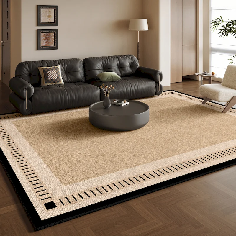 VIKAMA Modern Geometric Boundary Area Carpet, Neutral Anti Slip Washable Large Carpet, Living Room Bedroom Home Decoration