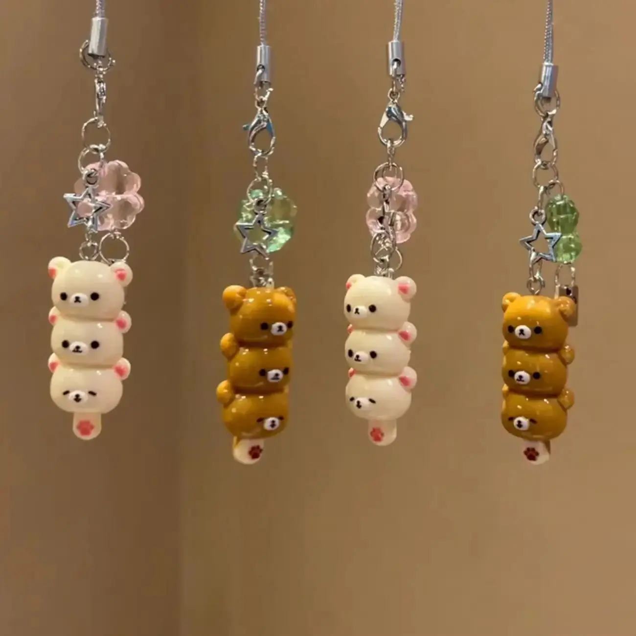 NewCute Bear Phone Charms Pendant Kawaii Anime Keychain Accessories For Keys Schoolbag iPhone 17Promax Airpods Ins Korea New Y2K