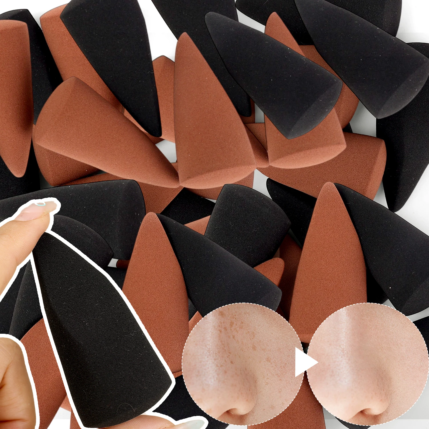 Schwarzbraune Make-up-Schwämme, Werkzeuge, superweiche Puderquasten, Applikator, Kontur, Foundation, kosmetische Puffs, glatte Mischschwämme