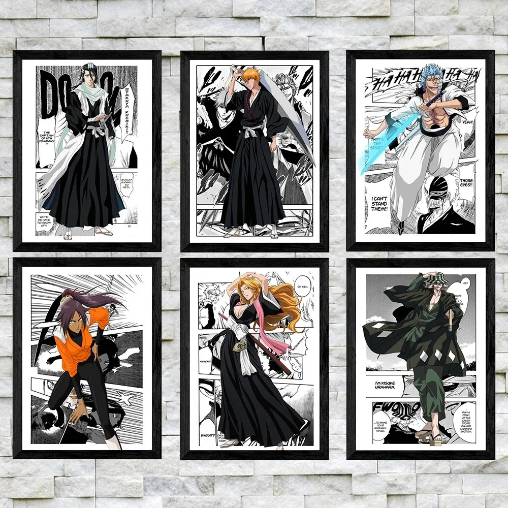 Set of 6 Comic Wall Art Poster Japanese Manga Bleach Canvas Painting Print Ichigo Canvas Picture for Home Wall Decor Cuadros