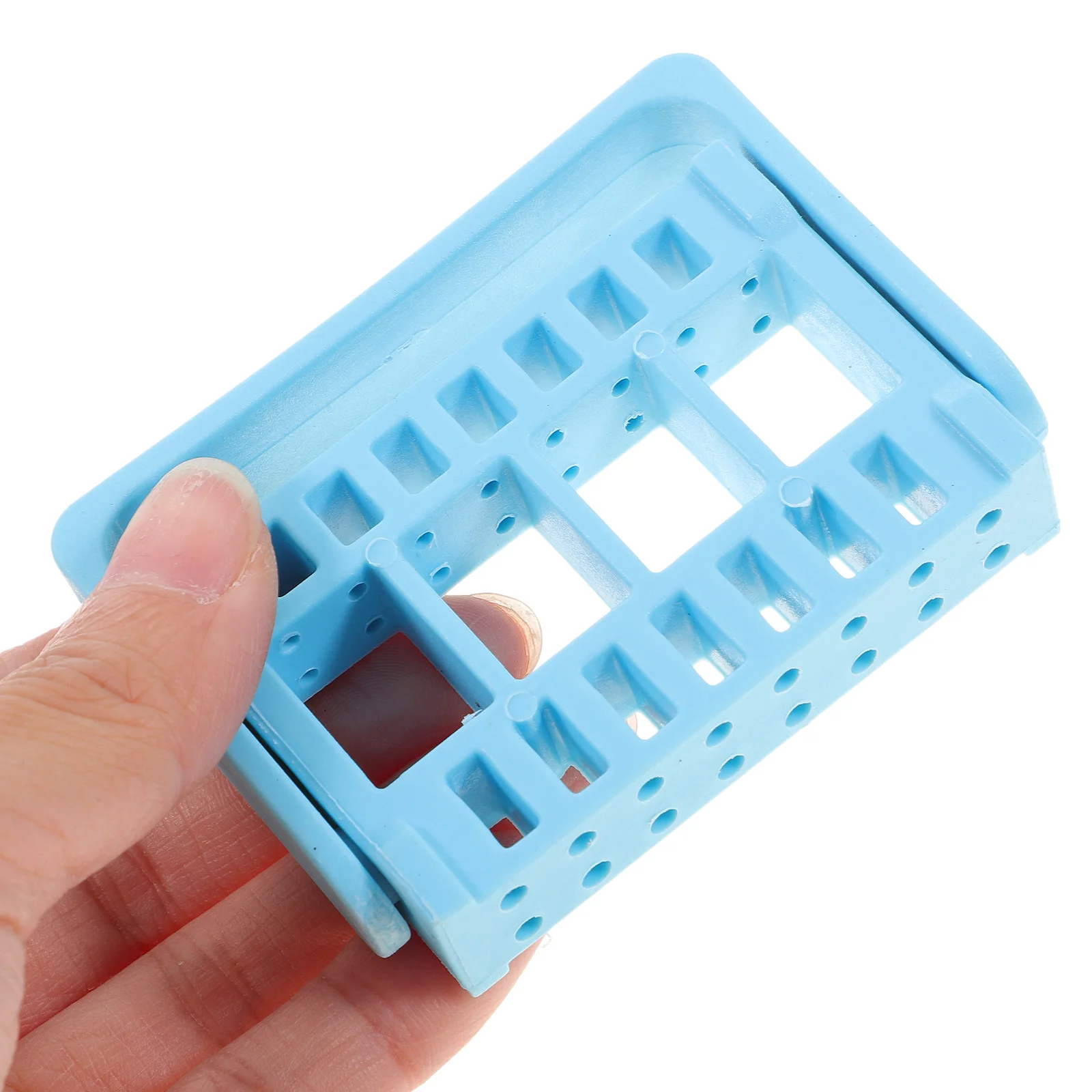 

16 Holes Nail Grinding Head Holder Durable Material Portable Manicure Organizer Professional Home Use Light Blue