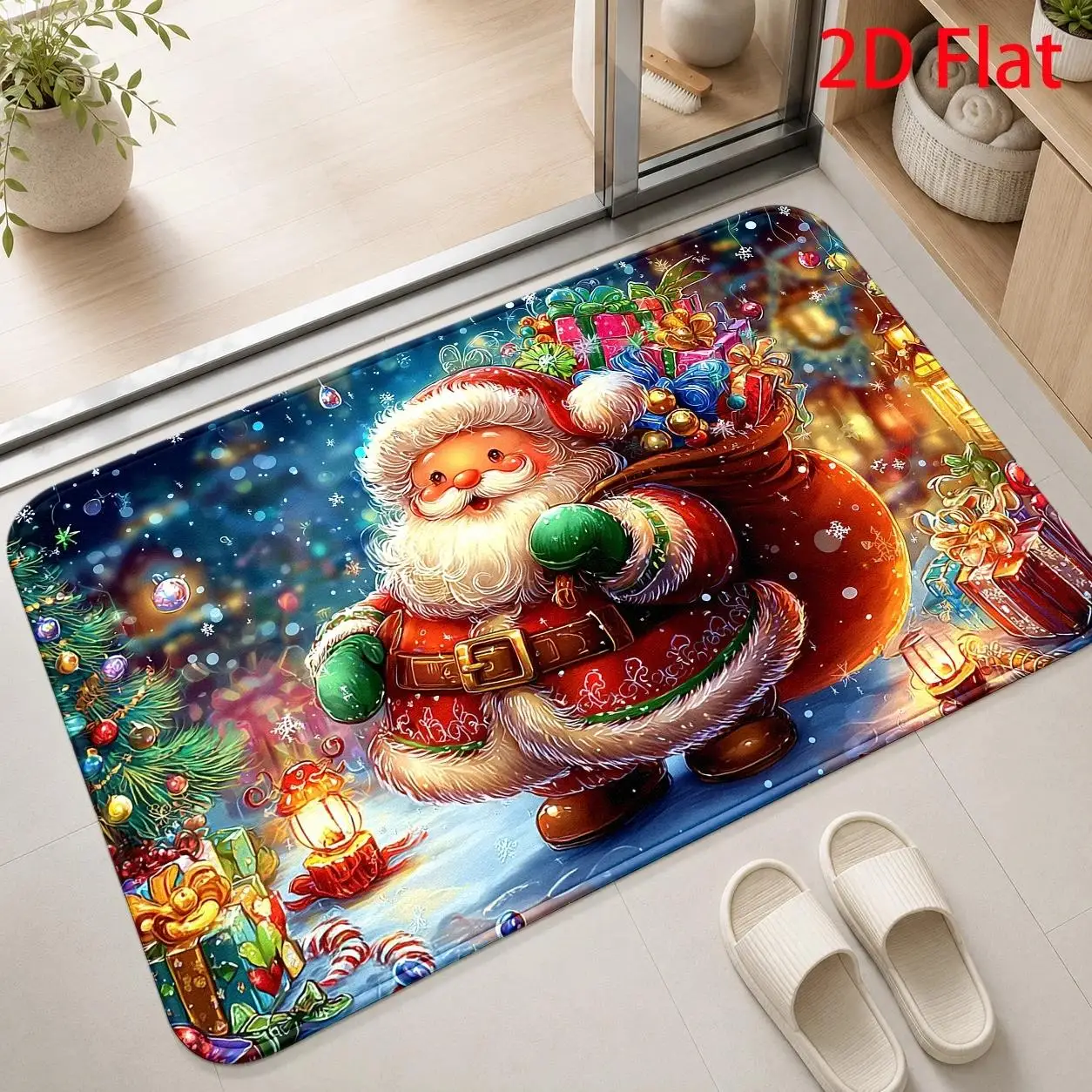 Dog Paw Prints Welcome Rug Merry Christmas Doormat Plaid Leopard Winter Area Rug Laundry Room Studio Office Home Floor mat