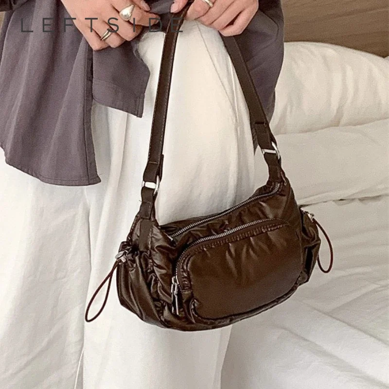 

LEFTSIDE Retro Small PU Leather Underarm Bags For Women 2024 Winter Y2K Female Fashion Tote Bag Shoulder Bag Handbags And Purses
