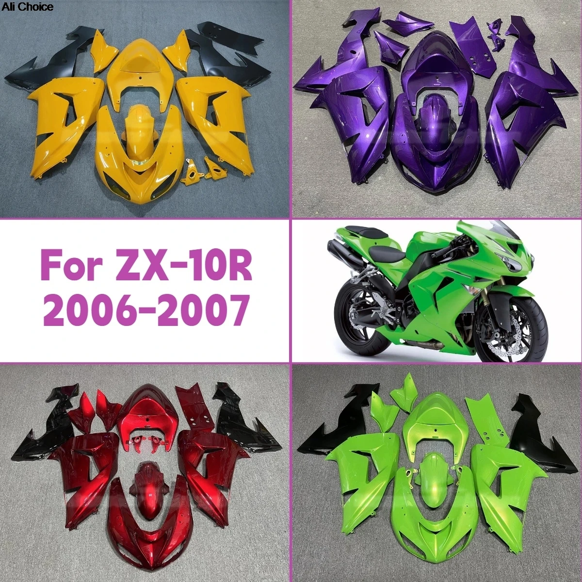 New 2006 2007 ZX-10R Red Custom Prime Motorcycle Fairings For 06 07 Kawasaki ZX 10R Injection Fairing Kit