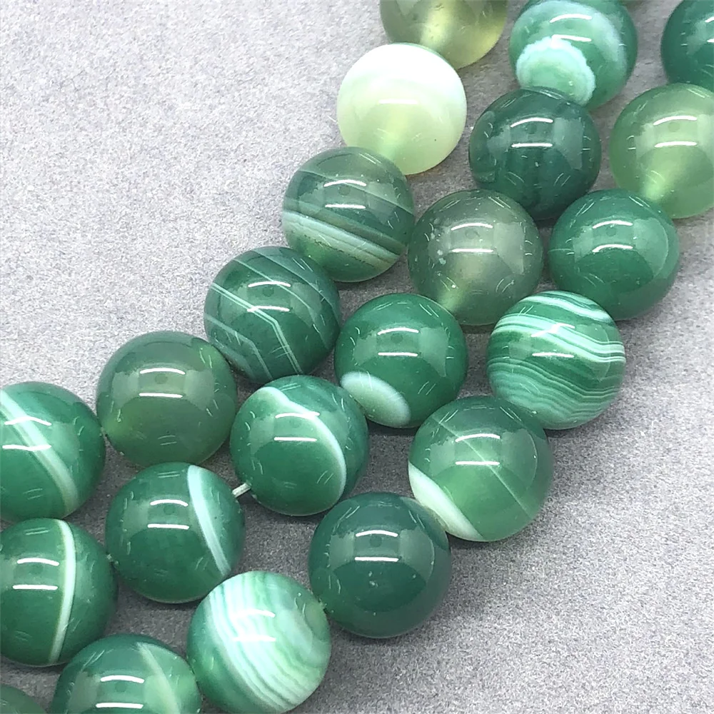 

Natural Stone Green Striped Agate Beads for Jewelry Making DIY Necklace Bracelet 4 6 8 10 12mm Onyx Manual Accessories Beading