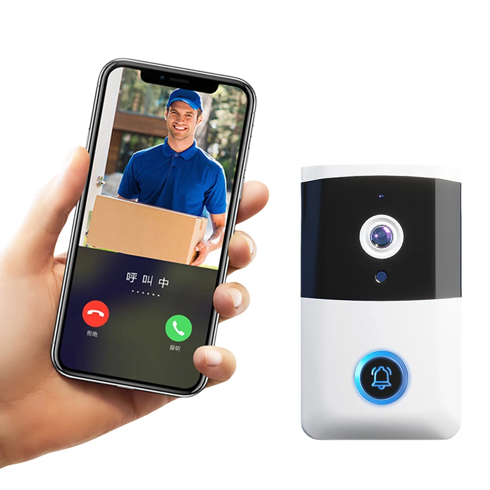 

WiFi Wireless Video Doorbell IR Night Vision Doorbell Camera Two-way Audio Visual Doorbell Home Security System