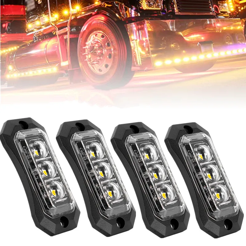 

4PCS 3LED Side Clearance Light Truck Marker Turn Signal Indicator Taillights Trailer Boat RV 12V 24V Side Marker Lights