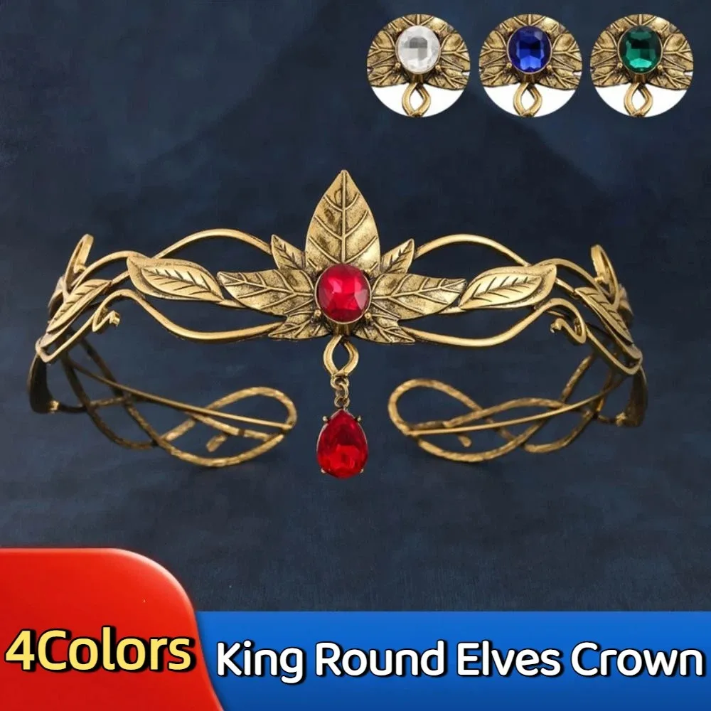 Women Hair Jewelry Vintage King Round Elves Crown Elegant Forehead Goddess Tiaras Luxury Punk Princess Diadems Bridal Party