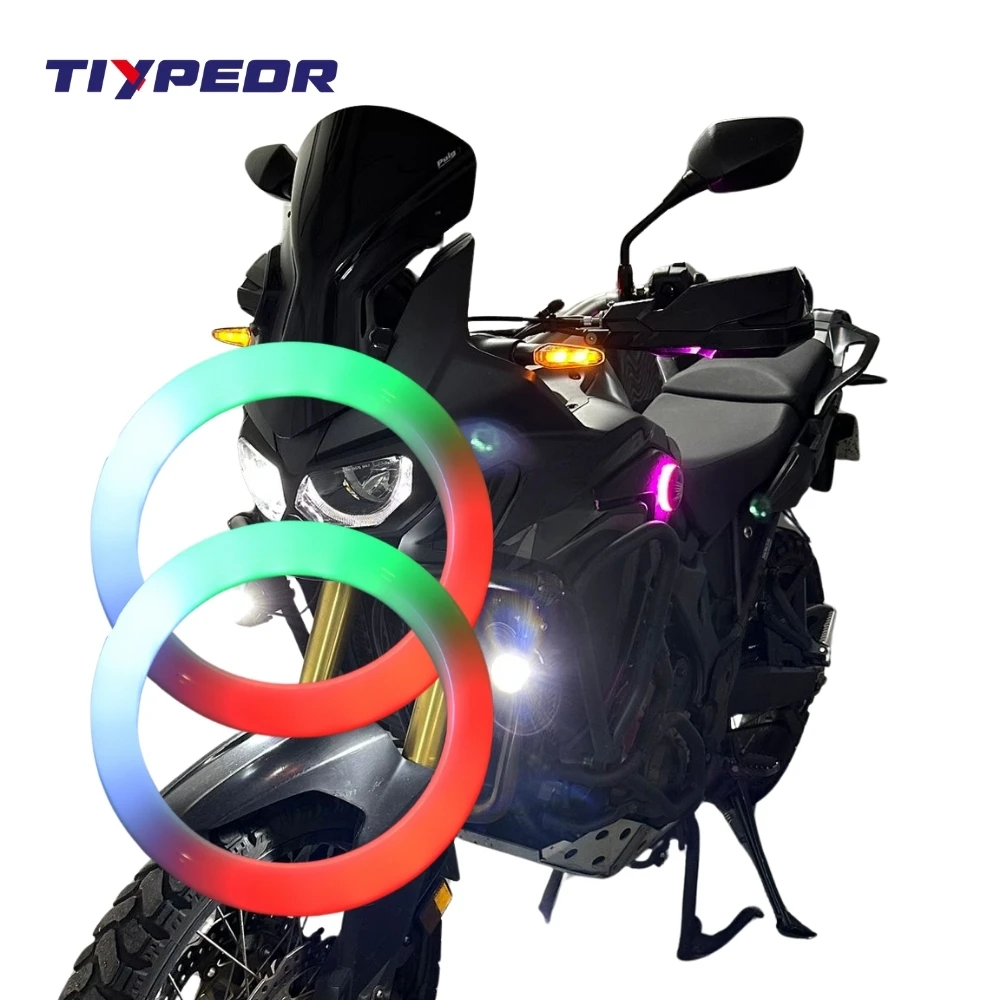 TIYPEOR Logo LED 60mm RGB Light Circle With Cover Ring Light Angel Eyes for HONDA Logo LED Backlight for BMW F900XR Logo LED