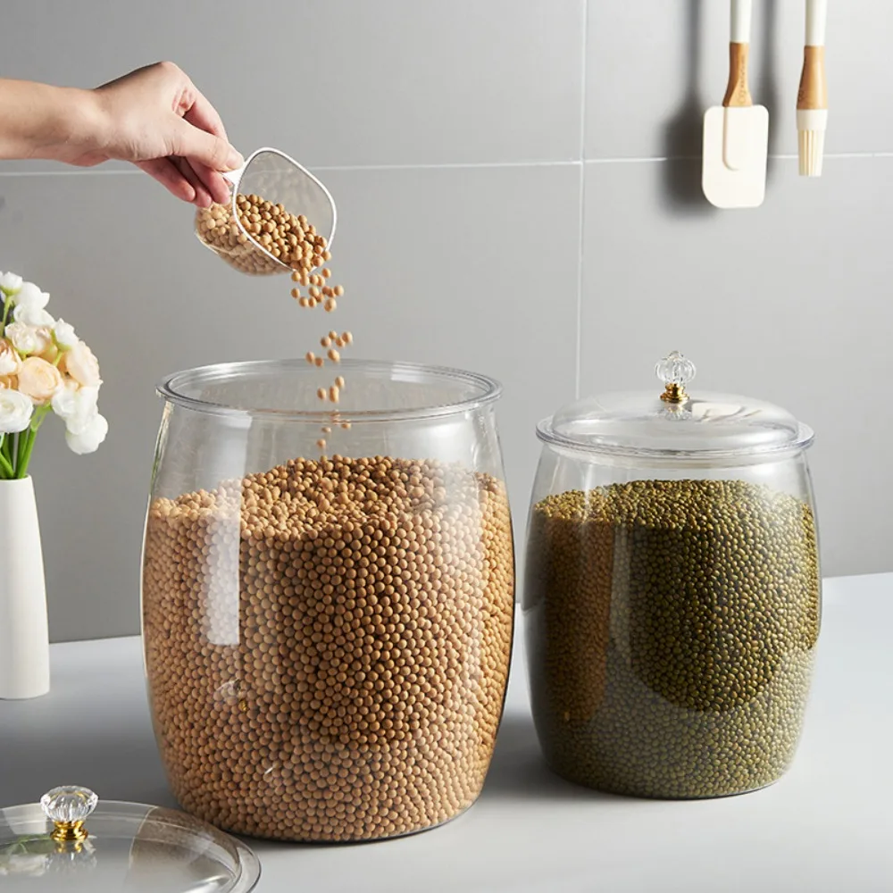 Flour Grains Sealed Boxes Kitchen Organizer Clear Cereals Storage Jar with Lid Plastic Wide Mouth Candy Cookie Nuts Storage Jar