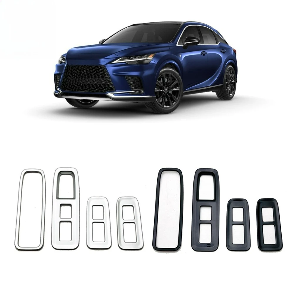 For Lexus RX RX350 RX350h RX450h+ RX500h 2023 2024 2025 Stainless Steel Interior Door Window Switch Cover Trims Glossy Black