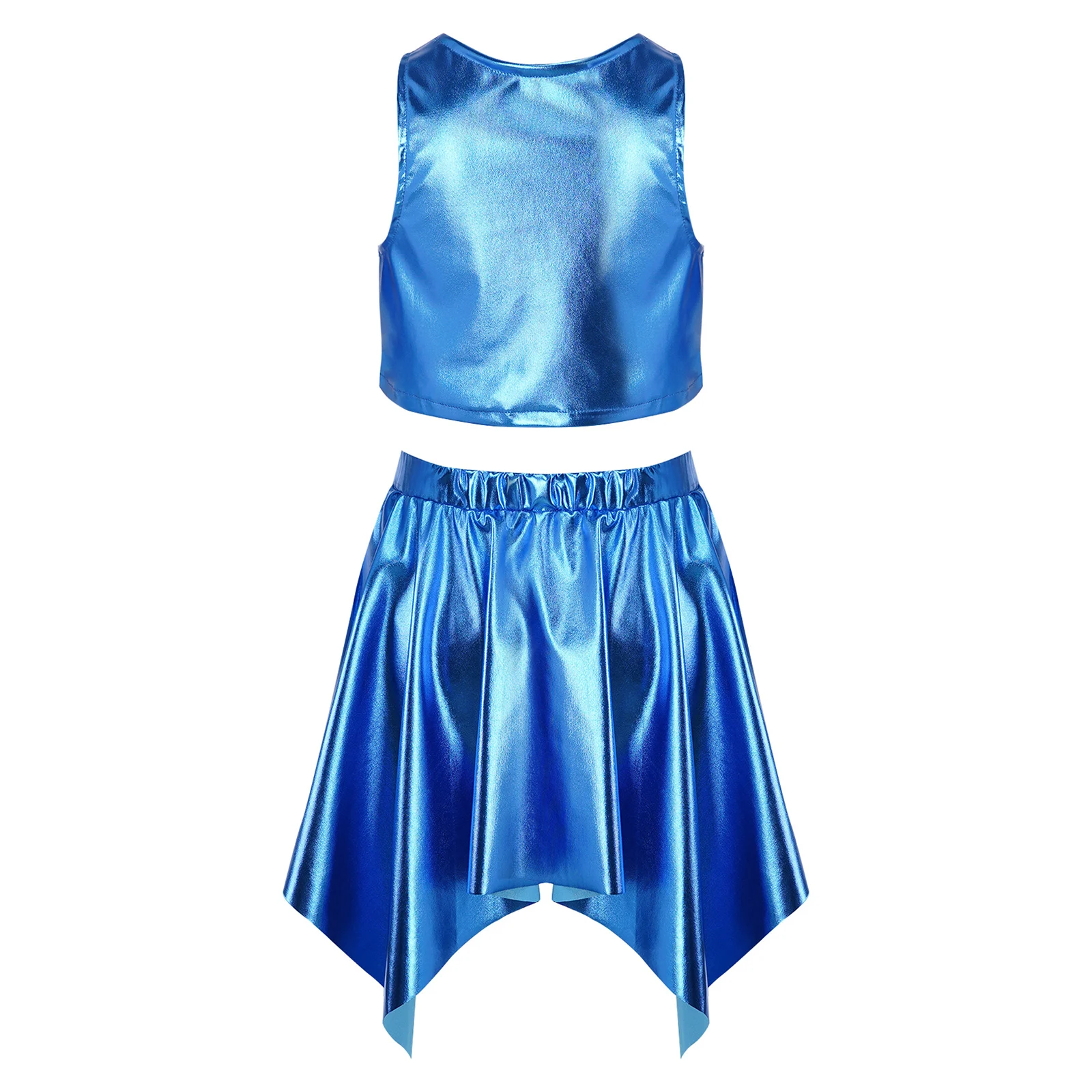 Kids Boys Girls Cheerleading Uniforms Hip Hop Jazz Street Dance Outfits Stage Performance Costume Shiny Skirts Sets Dancewear