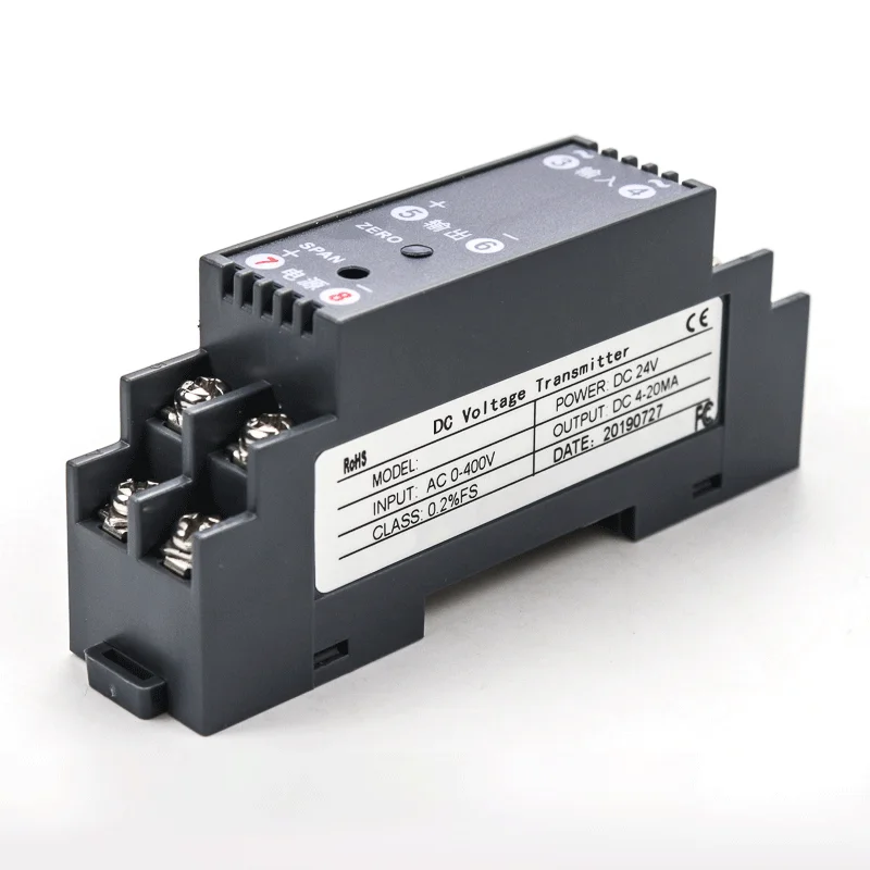 

DC 0-1000V Input 4-20mA/RS485 Output Din Type Voltage Transmitter DC Voltage Signal Transducer Voltage Sensor