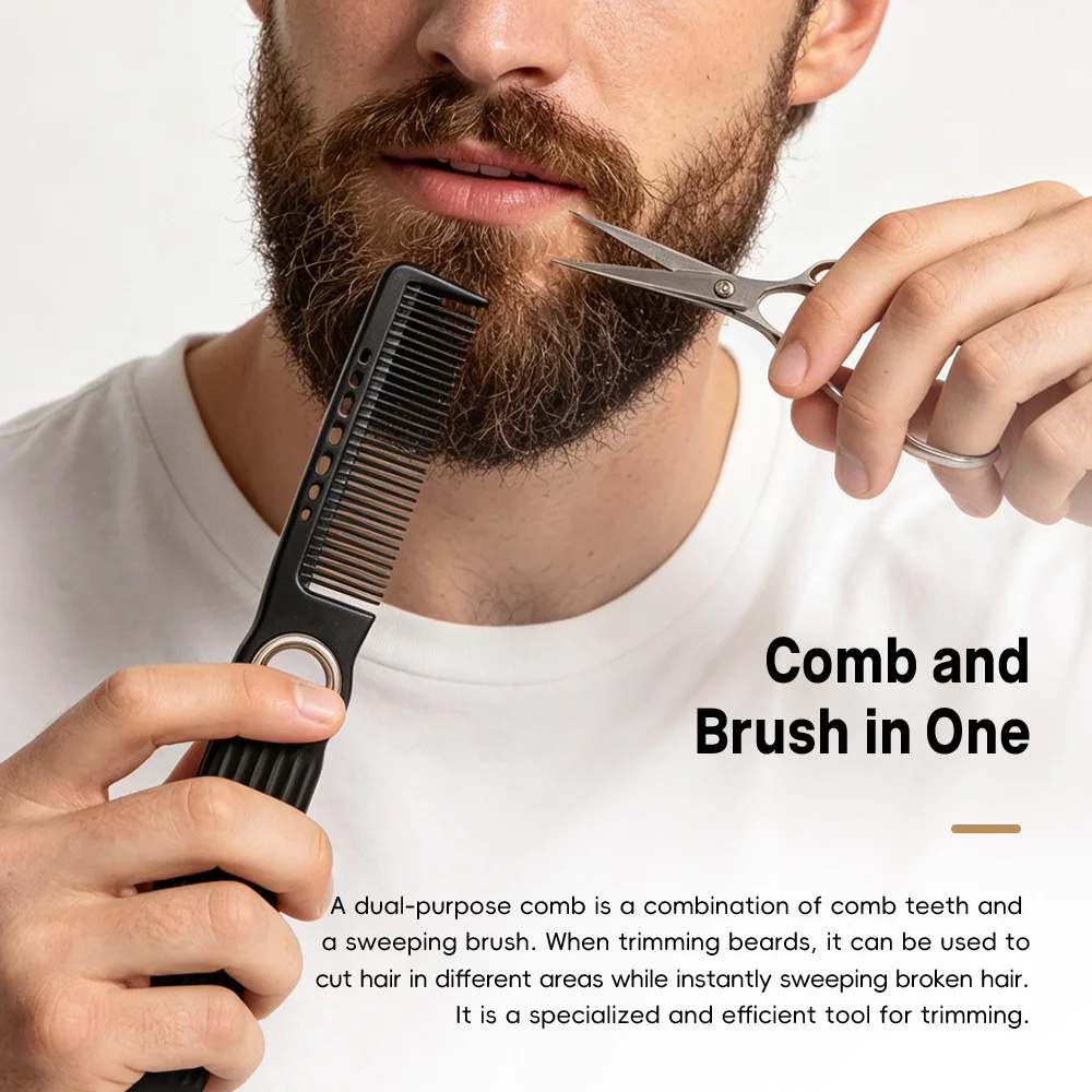 Salon Professional Dual-Use Hair Comb Set, Thinning Comb, Oiling Comb, Pointed Tail Styling Brush, Men's Texture Styling Tool, Multi-Purpose Comb