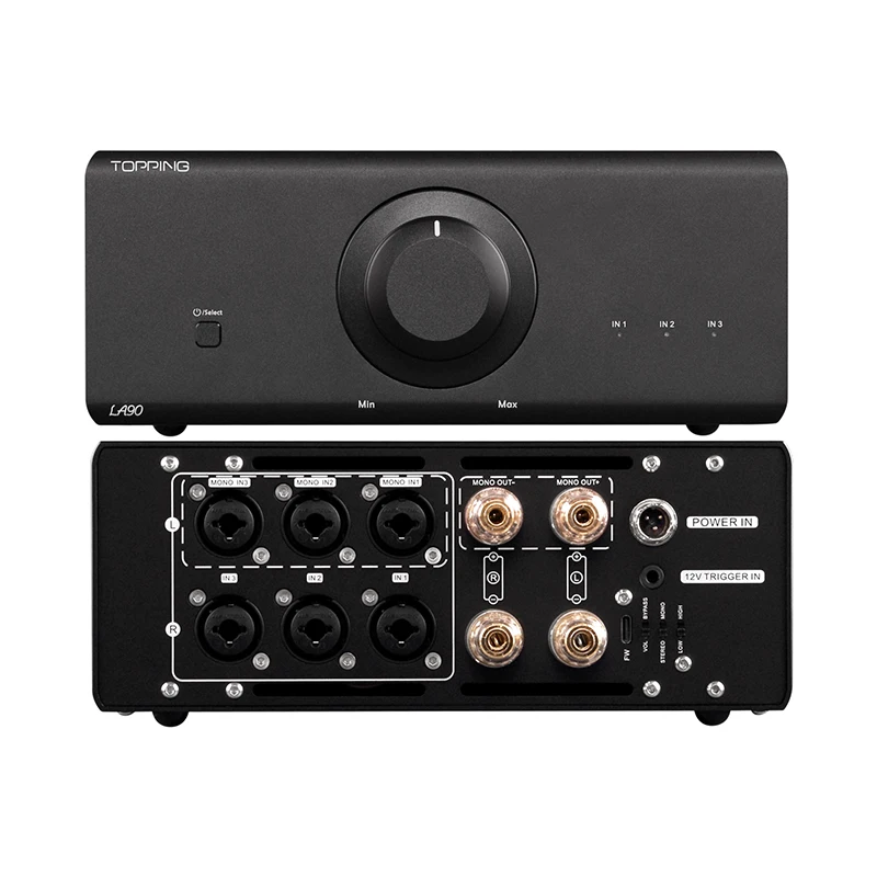 TOPPING LA90 Power Amplifier DAC High Power AMP CNC Machined 3xXLR/TRS Inputs Used with D90SE A90 Pre90