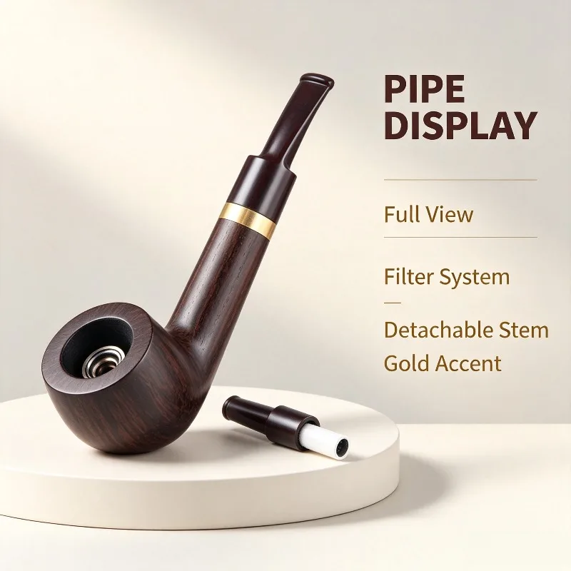 Black Sandalwood Solid Wood Tobacco Pipe Old‑Fashioned Mini Straight Three‑Use Palm Bucket Portable Entry‑Level Smoking Pipe Men