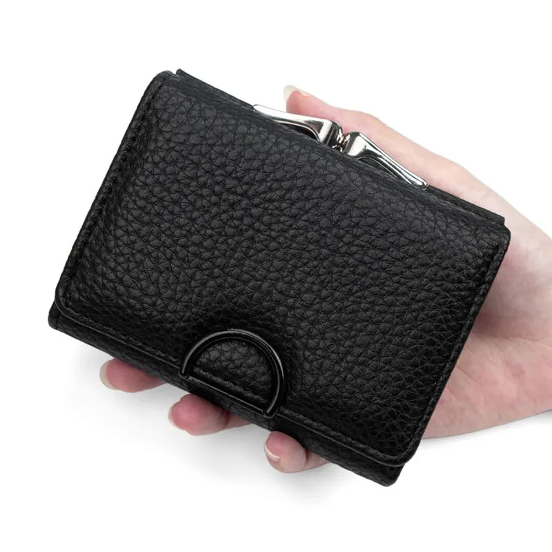 PU Leather Wallet for Women Purse Short Section Hasp Soft Card Holder with ID Window Zipper Coin Pocket Wallets
