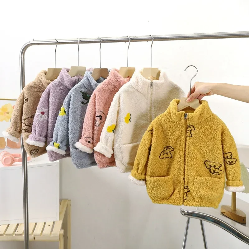 

Children's Coats for Boys and Girls Autumn Warm Coral Velvet Baby Autumn and Winter with Velvet Top for Children Jacket