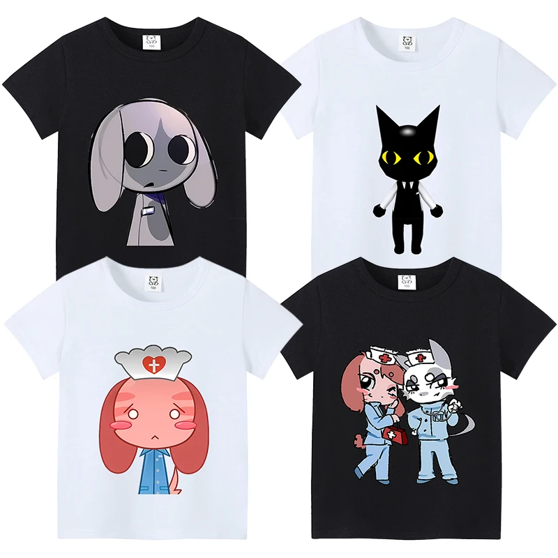 Cartoon Animal Hospitals T Shirt for Kids Hot Game Print Short Sleeve Cotton Tees Boy Girl O Neck Tops Summer Children Clothes