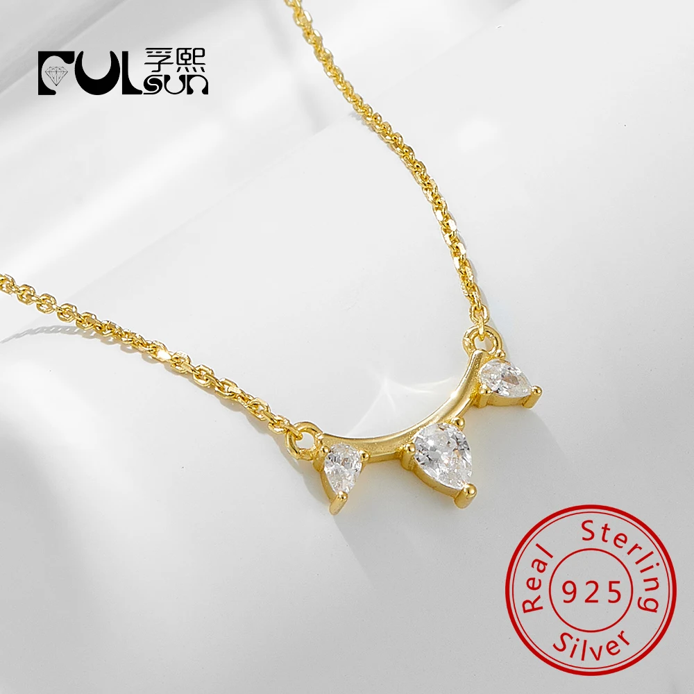 

925 sterling Silver 14k gold plated Necklace Light Luxury Love Heart Zircon Necklace Chain Women fine Jewelry