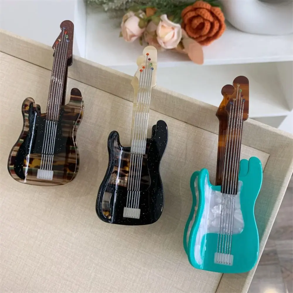 

Creative Acetic Acid Acetate Guitar Hair Claw Video Tape Violin Music Hair Clip Piano Hair Accessories Big Shark Clip Girl