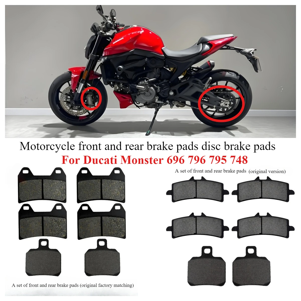 

Motorcycle front and rear brake pads disc brake pads suitable for Ducati Monster 696 796 795 748 Front and Rear Brake Pad