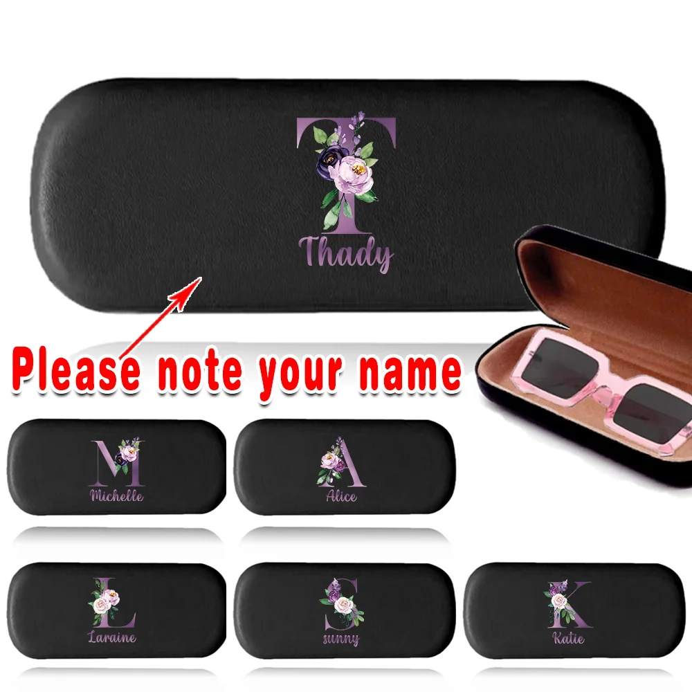 

Customized Name PU Leather Glasses Organizer Box Hard Shell Sunglass Storage Eyewear Protective Myopia Case DIY Portable Holder