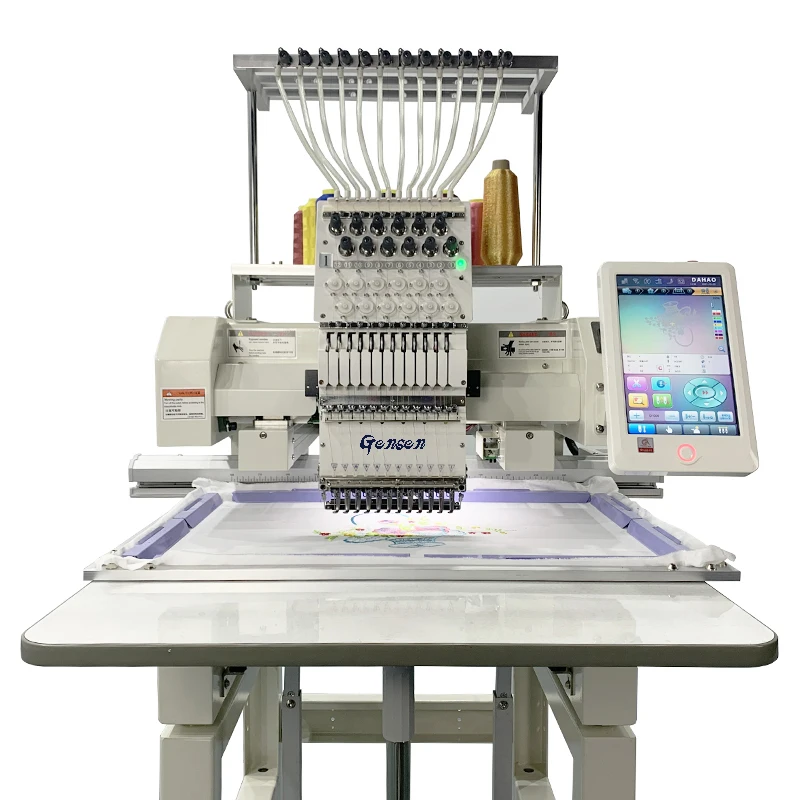 Hot selling 1 head dahao computer automatic embroidery machine 600x400mm 12 15 colors for cap shirt embroidery